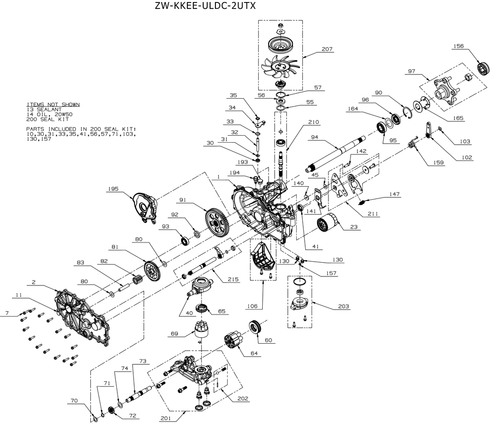 Transmission (Lh) Diagram and Parts List for ZTX6-54KW (47RIAHA7010)(2022) Cub Cadet Lawn Tractor